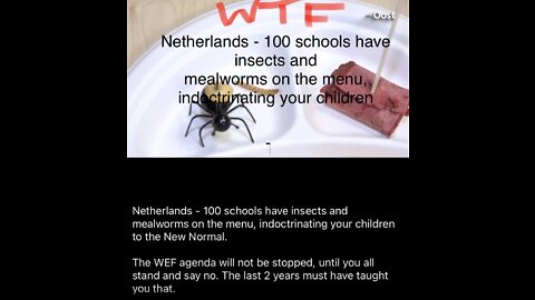 Netherlands - 100 schools have insects and mealworms on the menu, indoctrinating your children