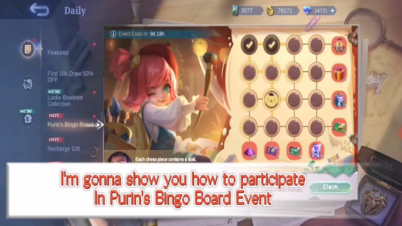 Event - Purin’s Bingo Board - Gratis Skin Valir - MLBB Sanrio