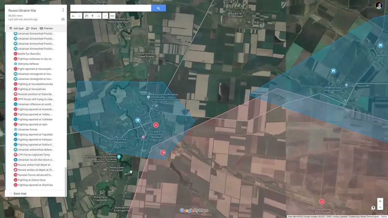 [ Donetsk Front ] Russian forces pushing close to Velika Novosilka; fighting reported at Zolota Nyva