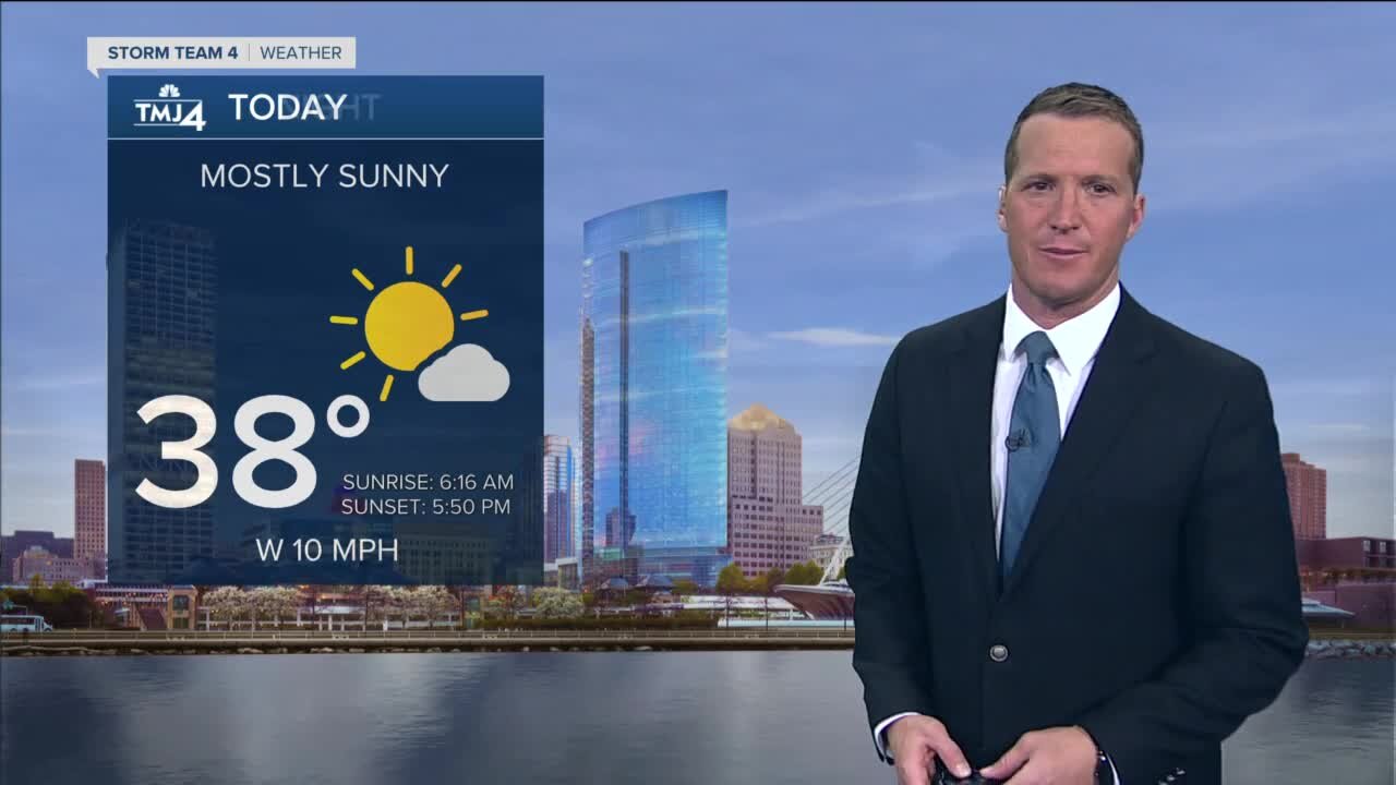 Mostly sunny Wednesday with temperatures in upper 30s