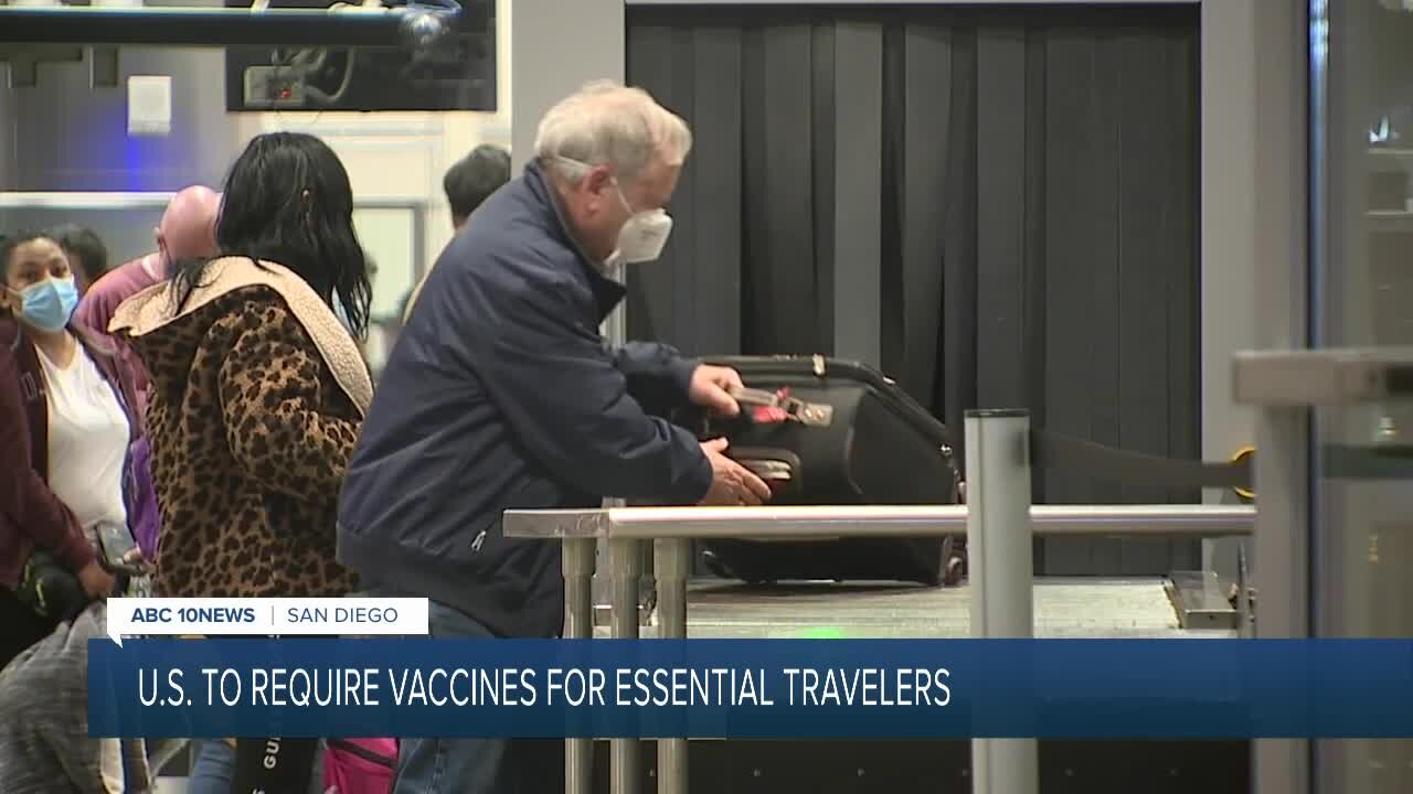 US to require vaccines for essential travelers