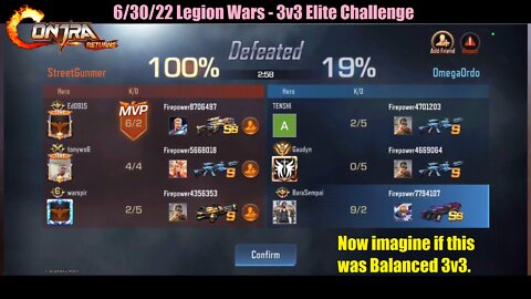 Contra Returns: 6/30/22 Legion Wars - 3v3 Elite Challenge