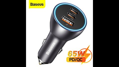 Carregador veicular 65W USB Tipo C QC 3.0 PD Baseus