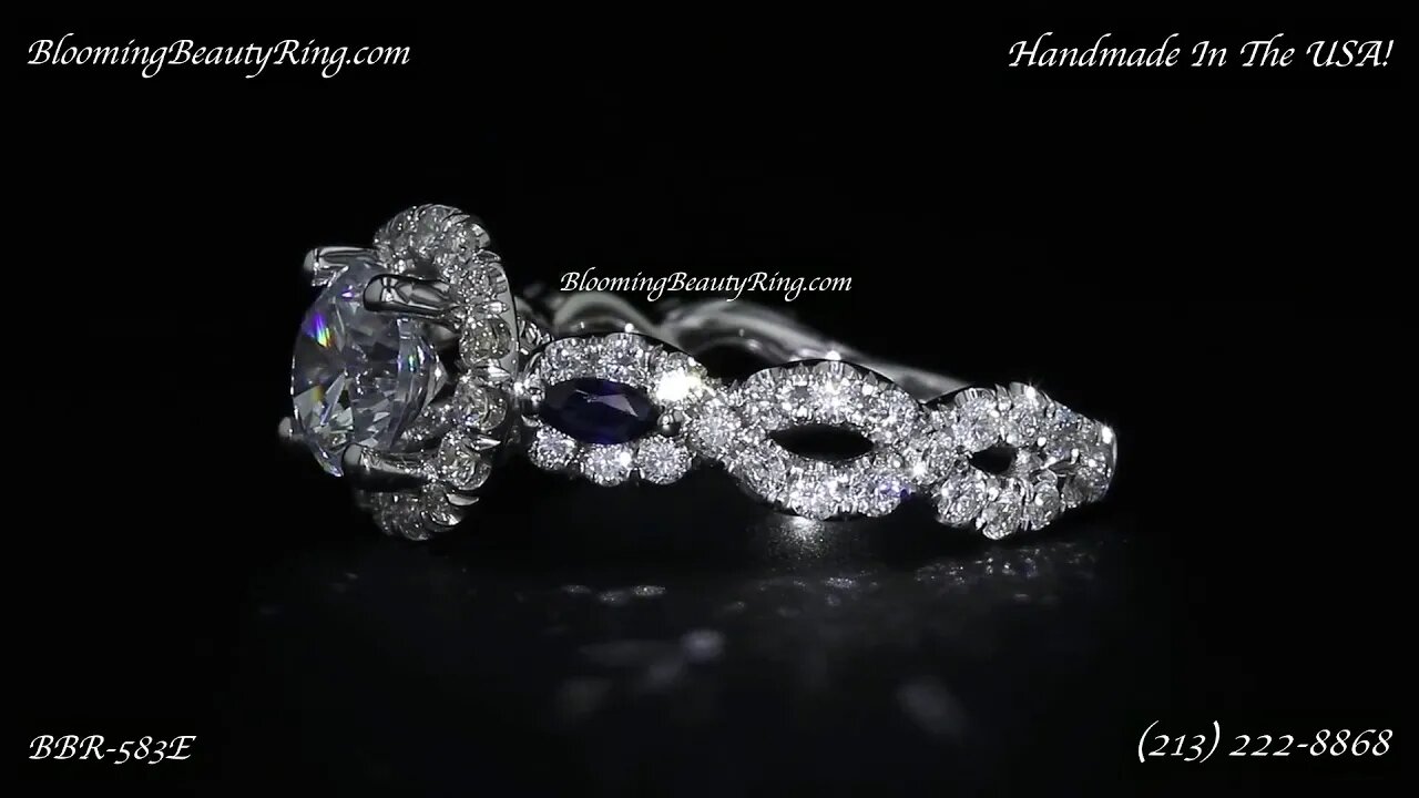 BBR-583E Halo Diamond Engagement Ring By BloomingBeautyRing.com