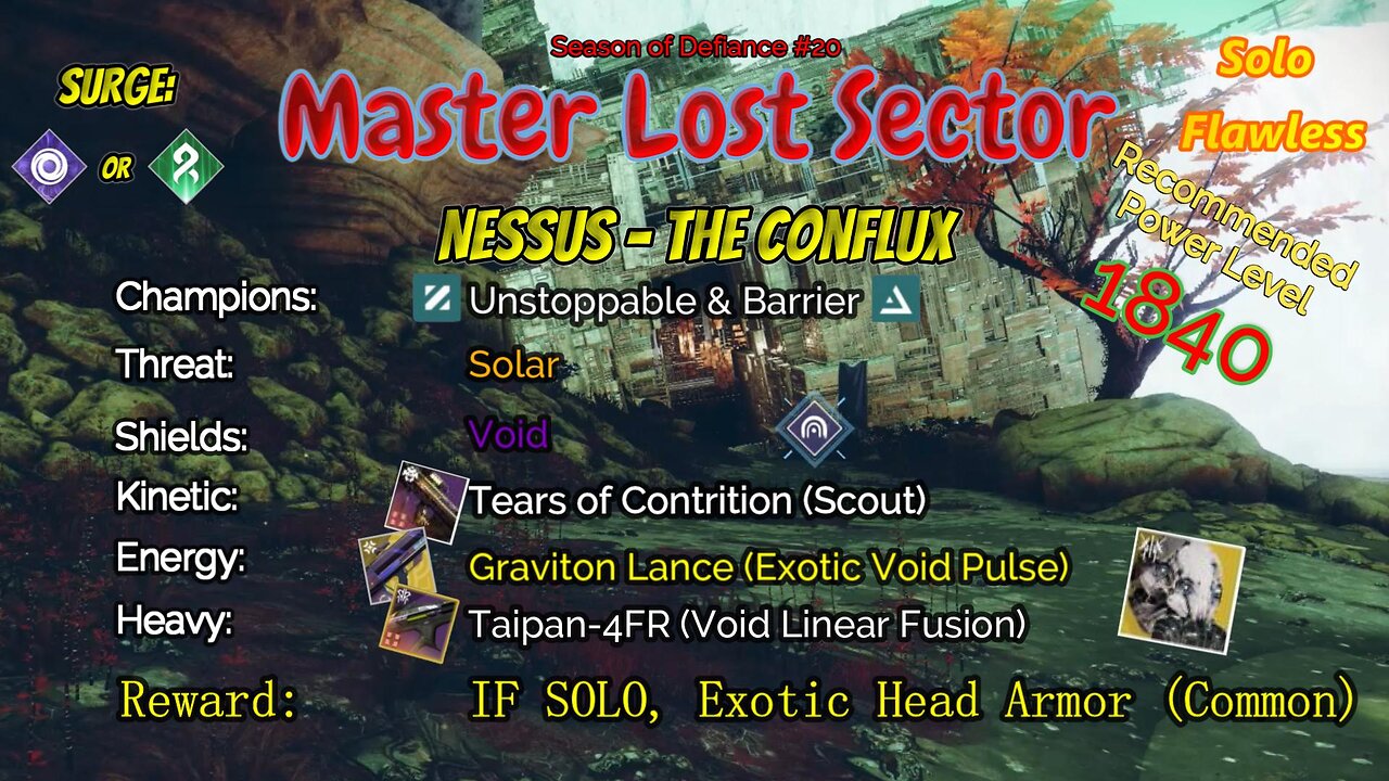 Destiny 2 Master Lost Sector: Nessus - The Conflux on my Solar Hunter Solo-Flawless 5-15-23