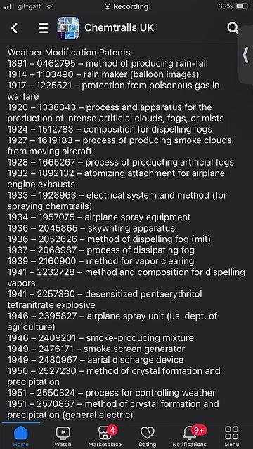 Weather Modification Patents