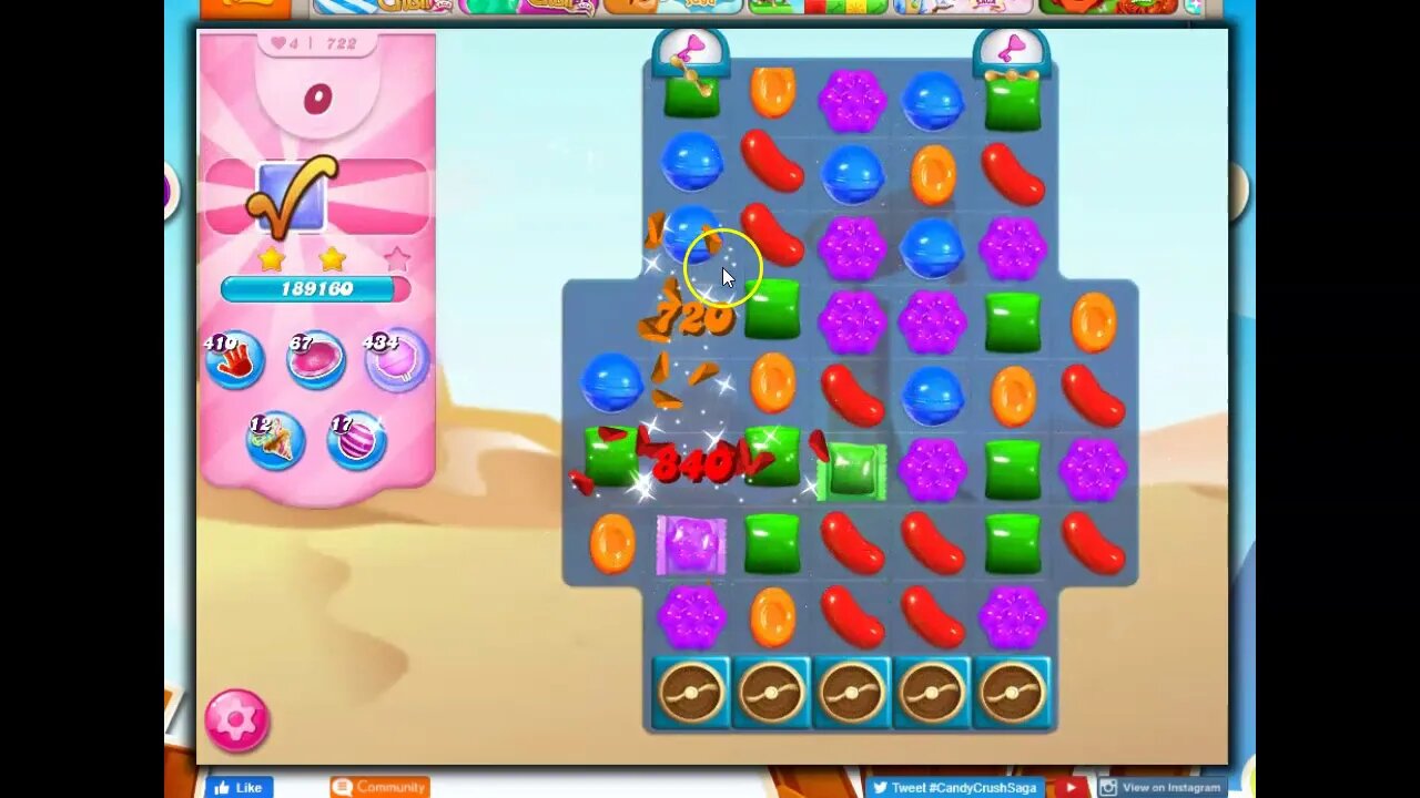 Candy Crush Level 722 Talkthrough, 25 Moves 0 Boosters