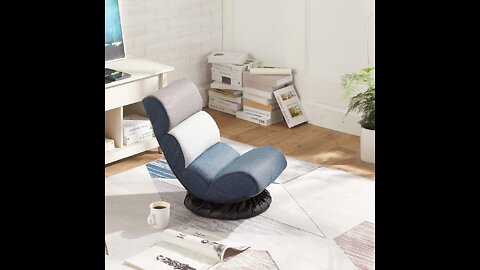 Amazon Basics Swivel Compact Adjustable Foam Floor Chair, Blue/White/Grey