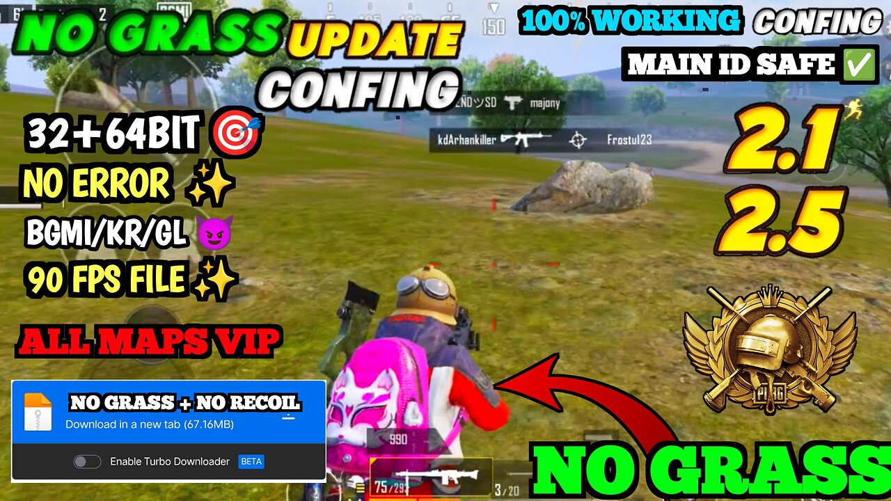 NEW UPDATED NO GRASS CONFIG FILE 2.5 2023 | NO GRASS 2.5 2.1 CONFIG NO RECOIL CONFIG FILE PUBG 2.5