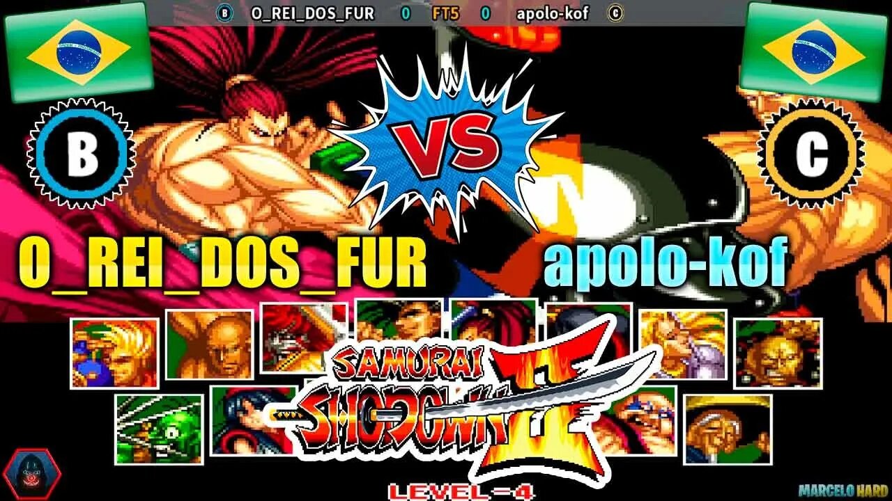 Samurai Shodown II (O_REI_DOS_FUR Vs. apolo-kof) [Brazil Vs. Brazil]