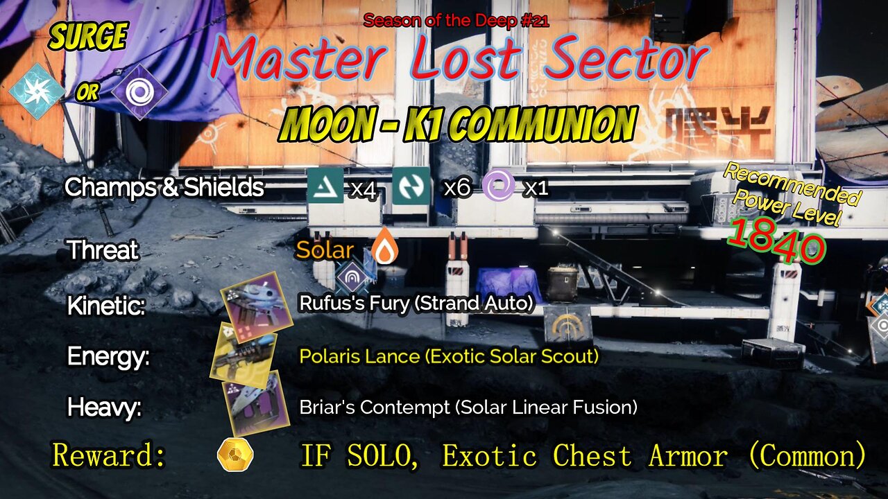 Destiny 2 Master Lost Sector: Moon - K1 Communion on my Strand Warlock 7-9-23