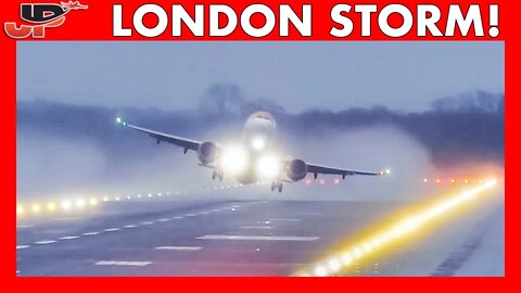 50mph Windgusts during Storm at London Airport | Go-Around, Missed Approach, Crosswind