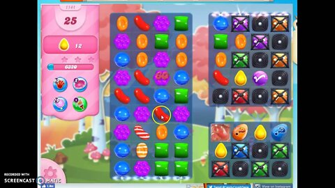 Candy Crush Level 1141 Audio Talkthrough, 2 Stars 0 Boosters