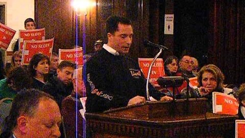 A man speaks in favor of Slots in Leominser at the Gaming Comission meeting 1-28-14