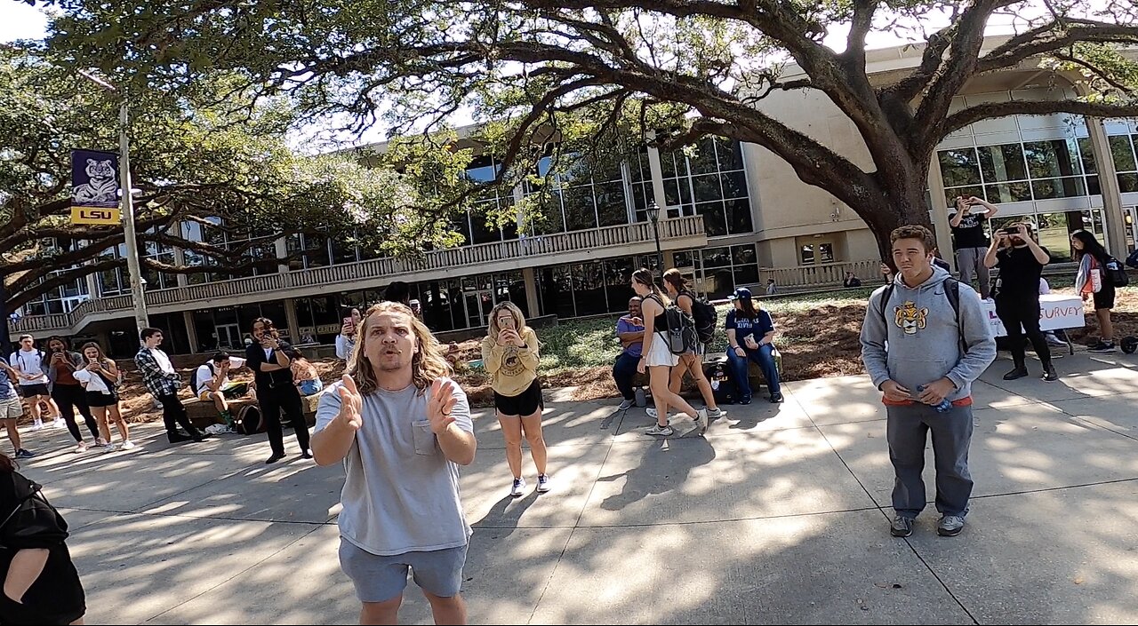 Louisiana State Univ: Yet ANOTHER Street Preacher Joins Me On Campus, I Manage To Incite A Luke Warm Christian To Start Preaching to My Crowd, The Gospel of Jesus Christ Shines Forth!!!