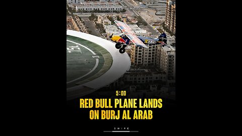 Red bull plane lands on burj al arab