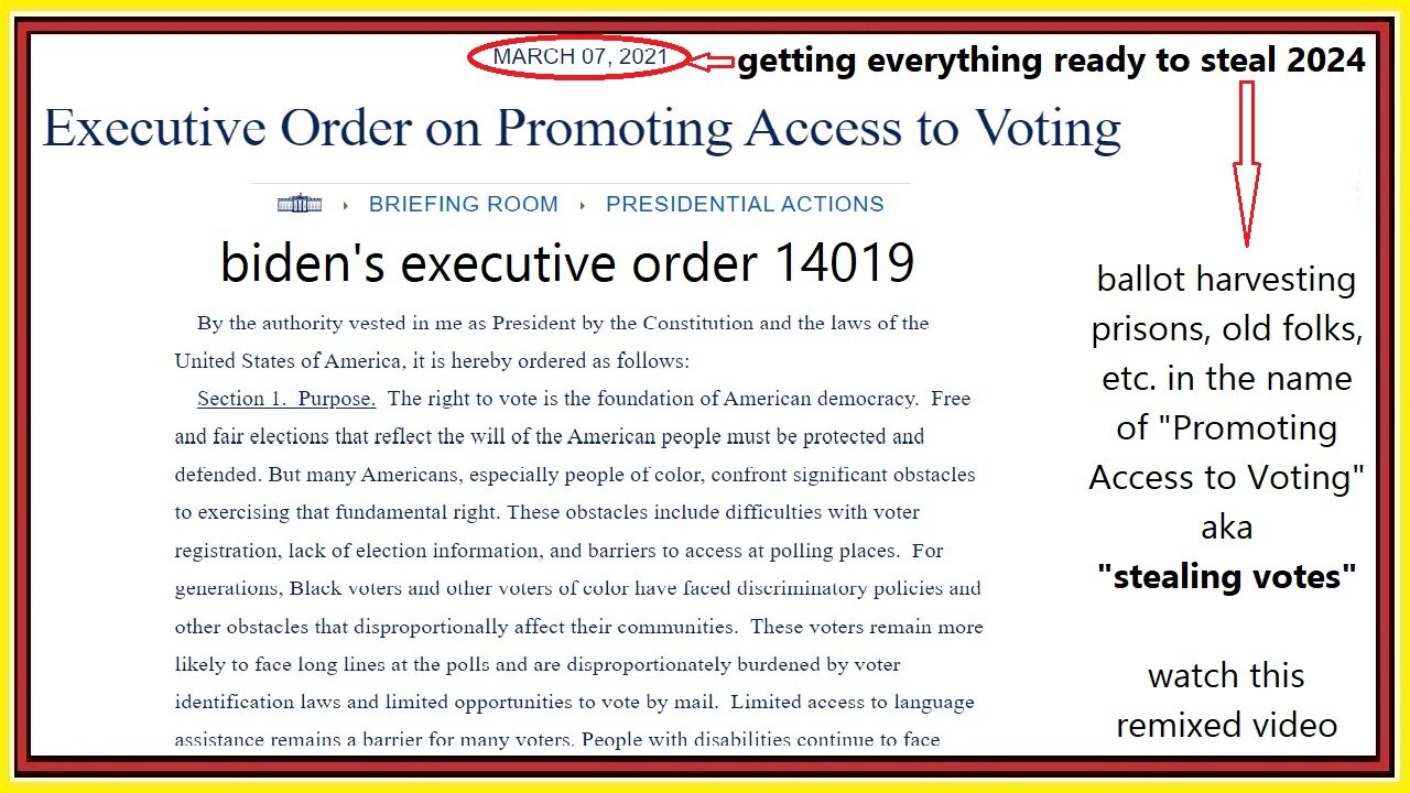 bidenbucks ballot harvesting 2021 executive order for the 2024 election