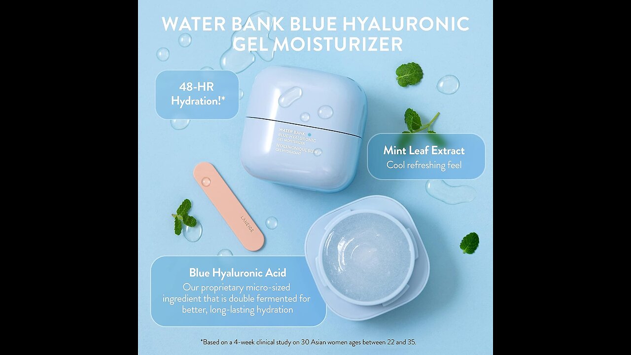 LANEIGE Water Bank Blue Hyaluronic Gel Moisturizer: Hydrate and Visibly Soothe, 1.6 fl. oz.