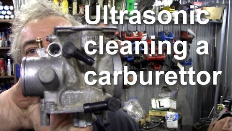 Ultrasonic cleaning of a carburettor