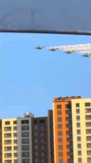 Training flights of Sukhoi Su-25 attack aircraft of the Kazakhstan Air Force in Astana ahead of...