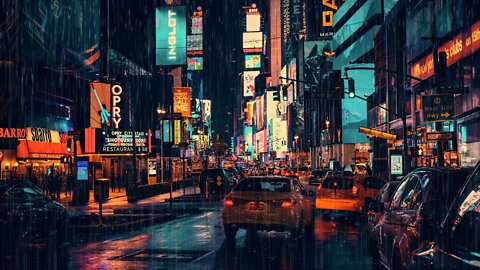 Relaxing Night Ambience: Wet City Streets, Dripping Rain, Light Traffic and Distant Ambulance Sirens