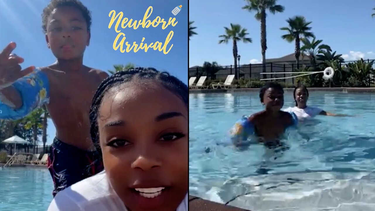 NBA Youngboy & Trinia's Son Taylin Gets Swimming Lessons From Mommy! 🏊🏾‍♂️