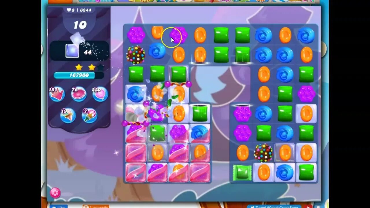 Candy Crush Level 6244 Talkthrough, 22 Moves 0 Boosters