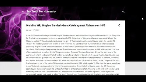 Ole Miss WR 'Braylon' Sander's Great Catch against Alabama on 10/2 #gematria #truth #numerology