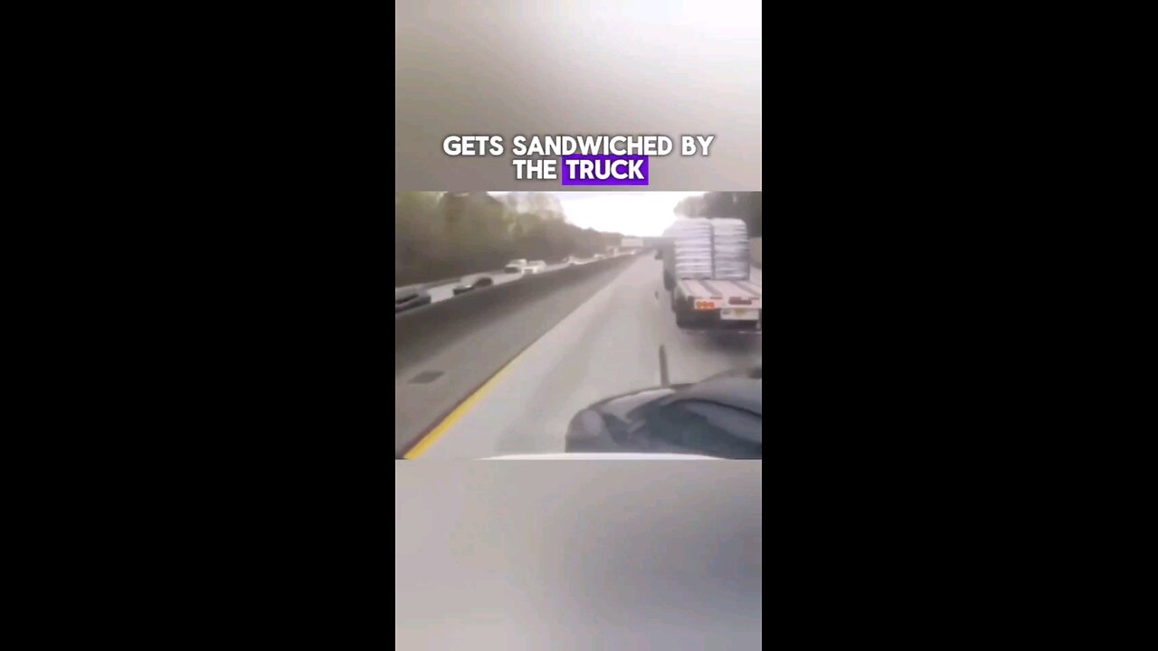 Semi truck cuts off black beetle 🤯