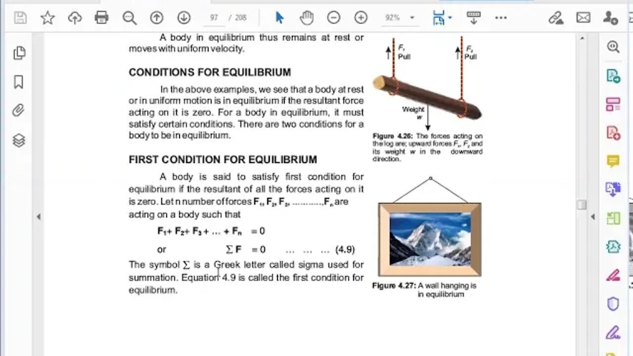 PHYSICS Class 8th CH#4Conditions of equilibrium, First condition of equilibrium