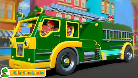 Wheels on the Firetruck - Green Fire Brigade + More Vehicles Songs for Children