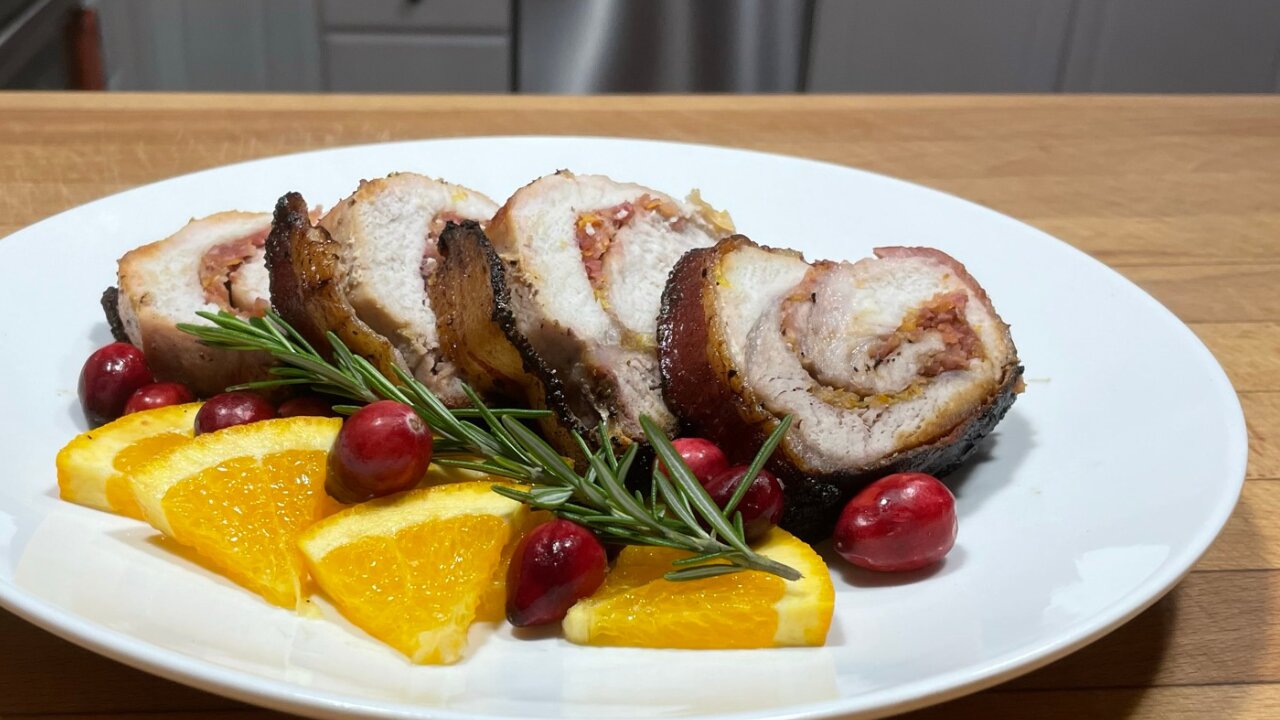 Cranberry Orange Stuffed Pork Loin