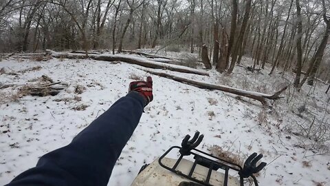 Trees down EVERYWHERE! | Appalachian Ice Storm! (Kawasaki Bayou 250)