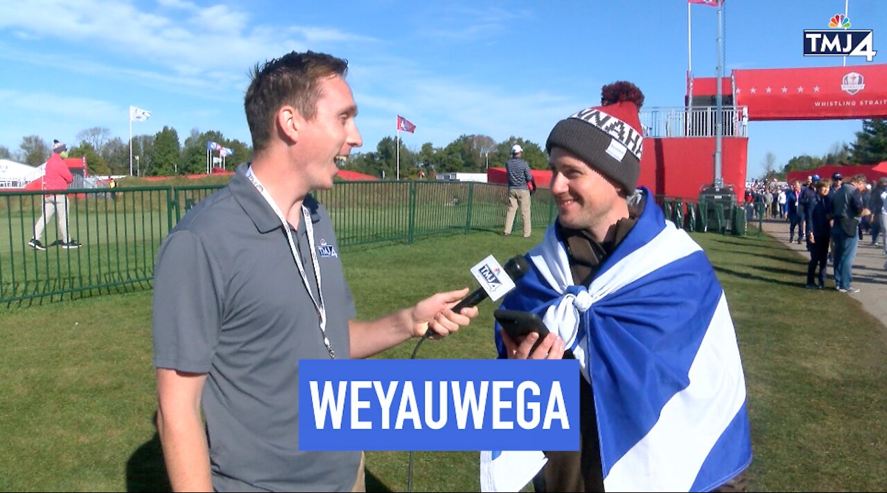 European fans at Ryder Cup try pronouncing Wisconsin town names