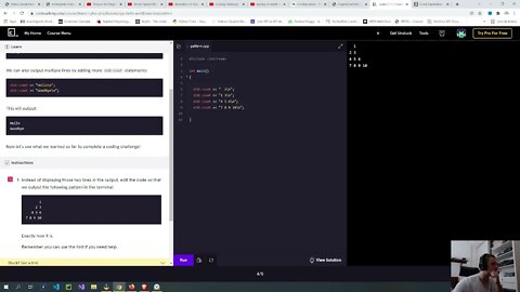 Learning C++ (cout, cin, variables, if statements, operators) - Codecademy