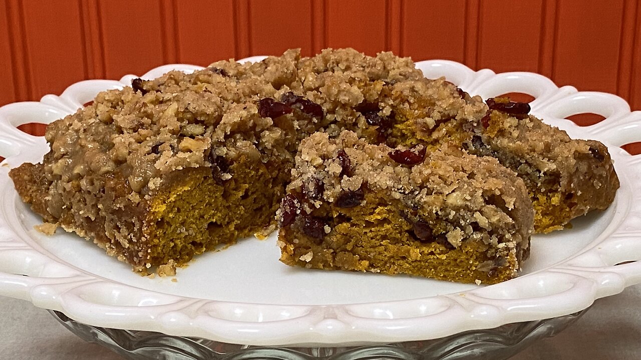 Cranberry Walnut Pumpkin Upside Down Cake #pumpkincake