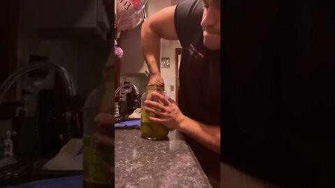 Muscle man gets his hand stuck in a pickle jar #shorts