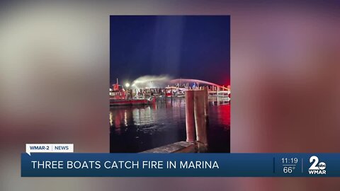 Boat fully engulfed in flames, spreads to two more boats in Anne Arundel County