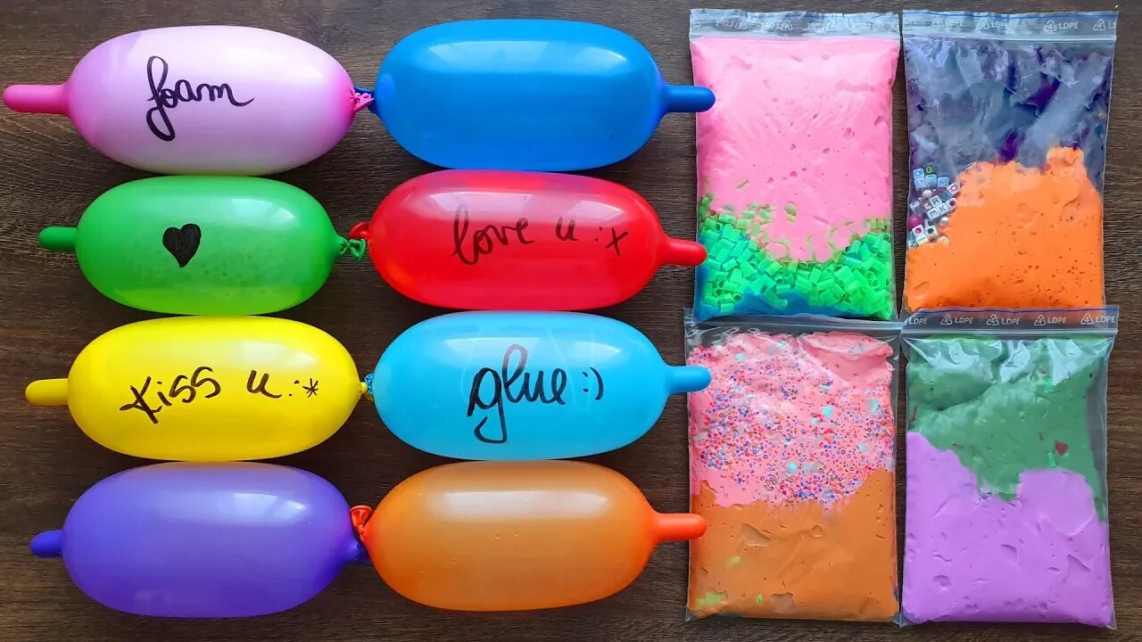 Making Slime with Funny Balloons and Slime Bags