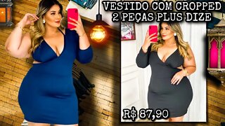 🛑 VESTIDO COM CROPPED 2 PEÇAS PLUS DIZE SUPLEX ENCORPADO