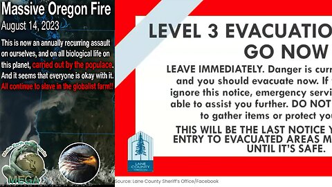 Massive Oregon Fire July 14, 2023 -- This is now an annually recurring assault on all biological life on this planet, carried out by the populace. And all continue to slave in the globalist farm!