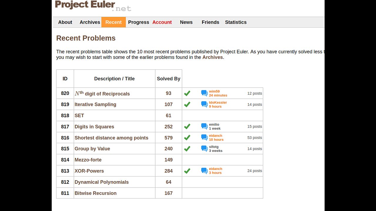 C++ Solving Project Euler recent problems 820 , 819, ... , 808