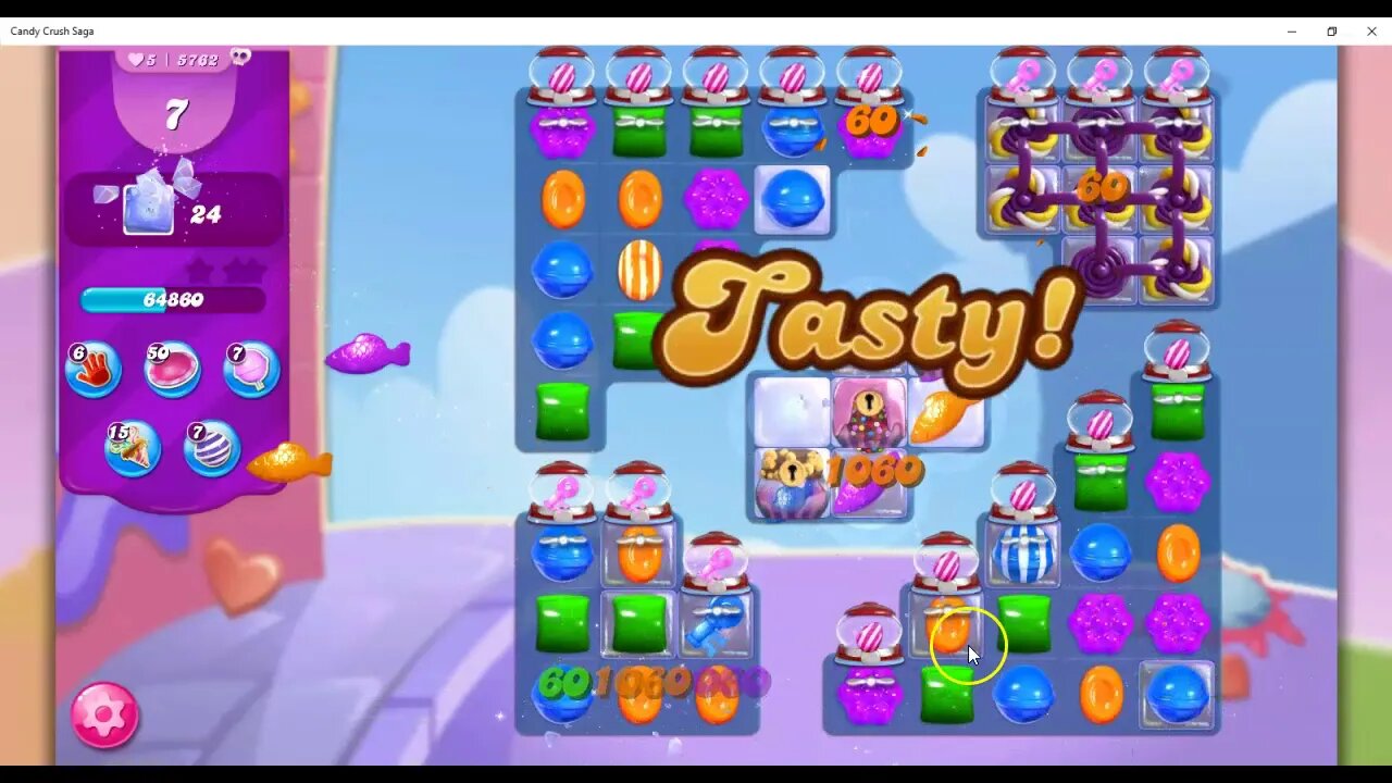 Candy Crush Level 5762 Talkthrough, 28 Moves 0 Boosters
