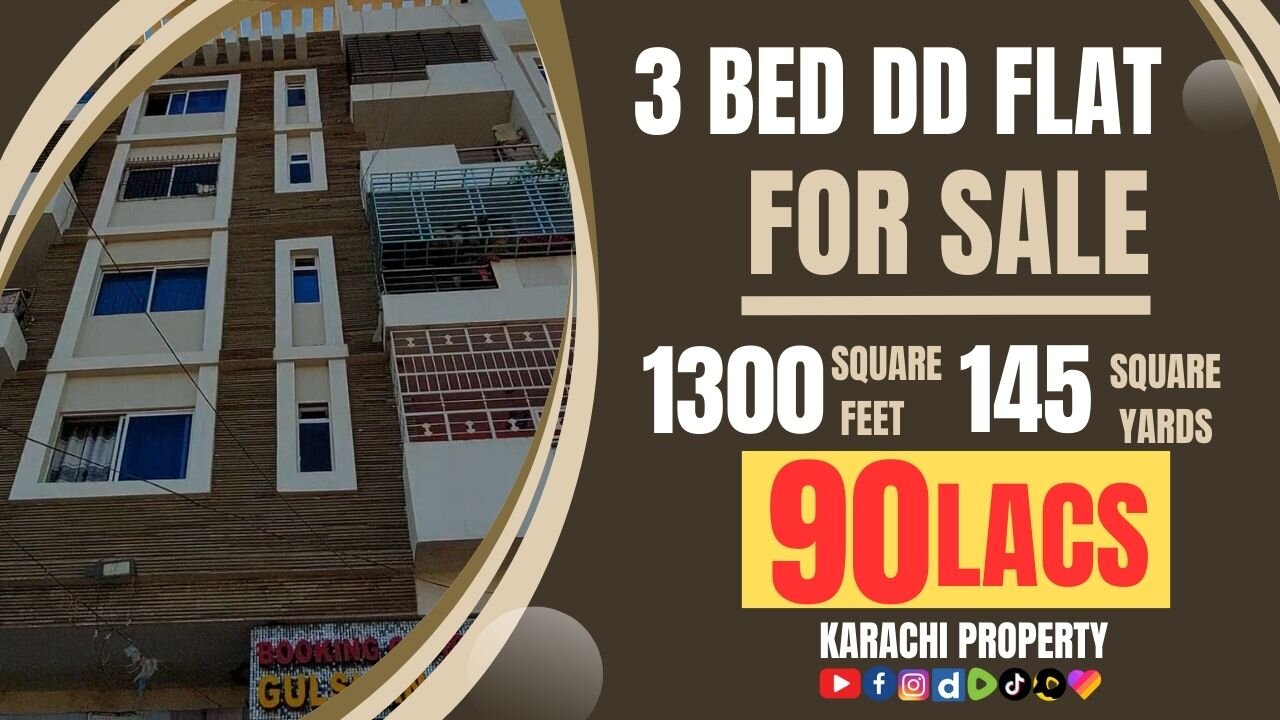 3 Bed DD Flat 1300 Sq Ft @ Ayesha Comforts Abu Zar Ghaffari Society Near Gulshan-e-Maymar - 90 Lacs