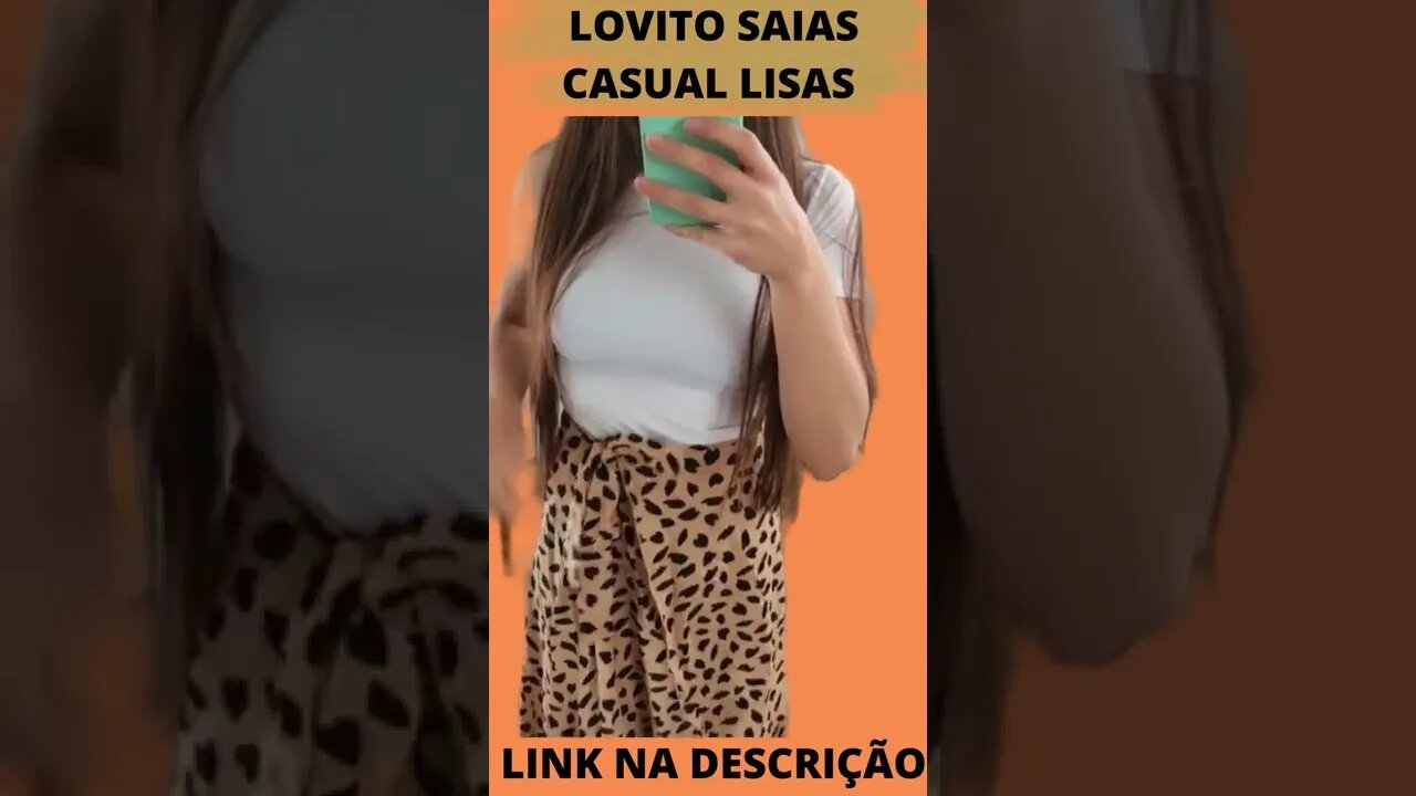 Lovito Saia Elegante de Oncinha de Amarrar com Laço Tecido Estampado L17D110 (Caqui)