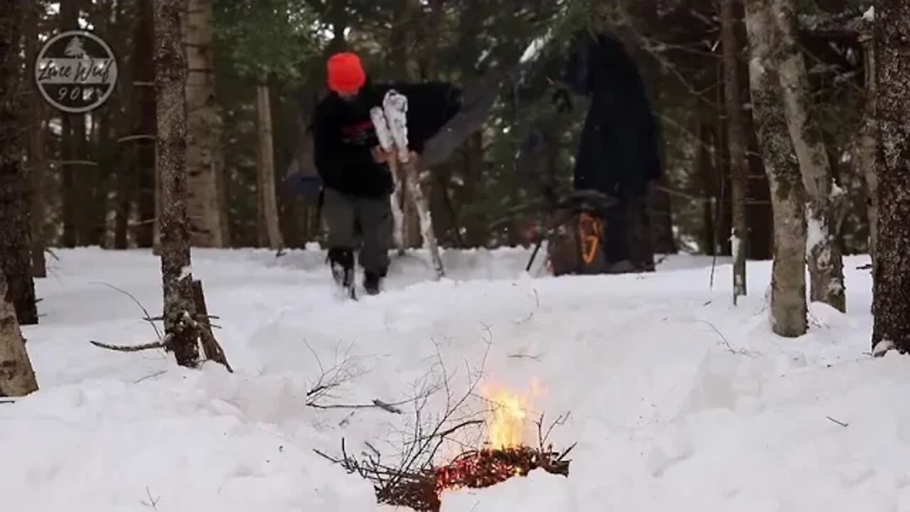 Camp in a hammock in winter 16