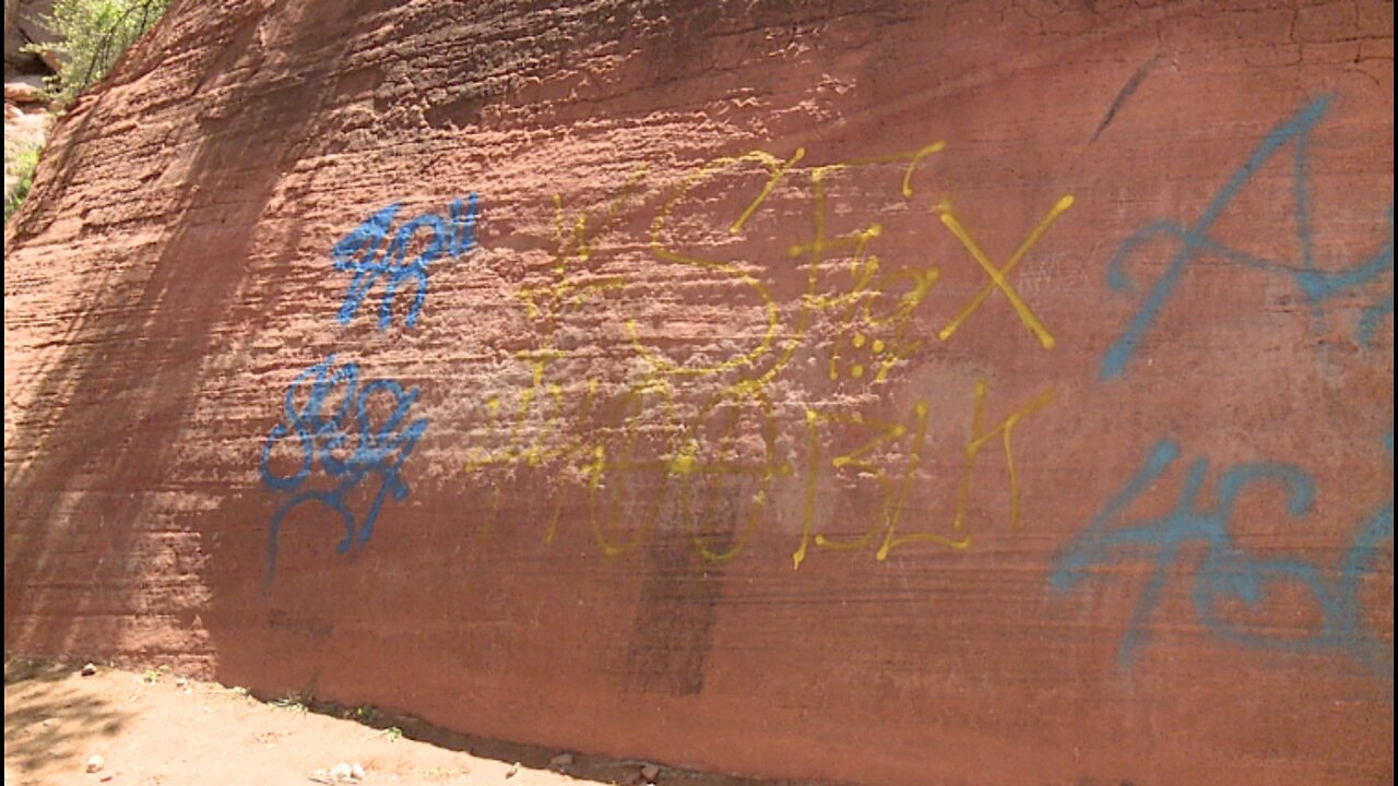 Graffiti vandalism at Red Rock Canyon