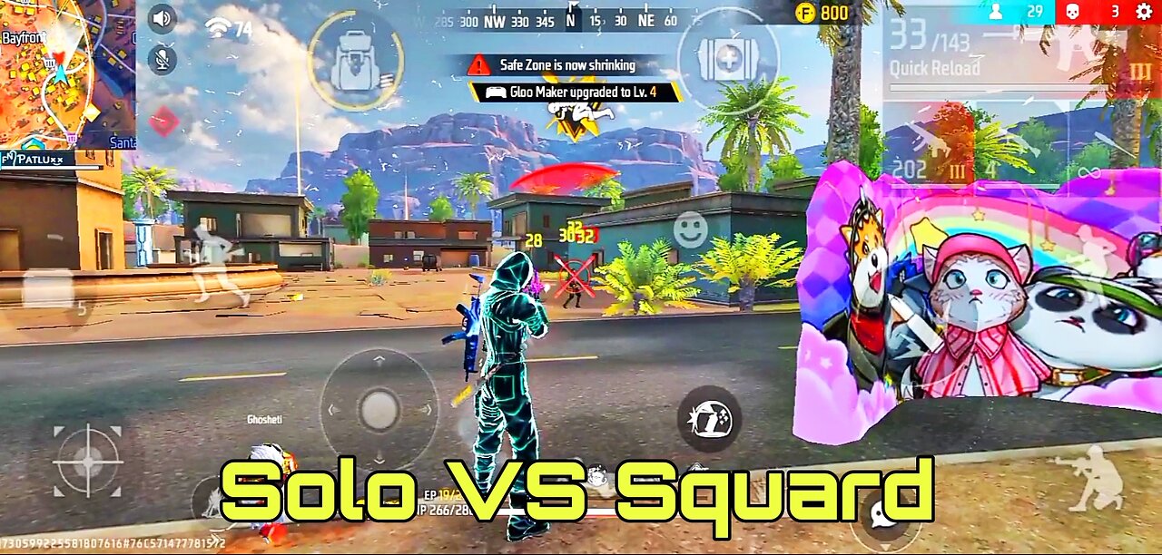 Solo VS Squard free fire gameplay video.So let's start the video.