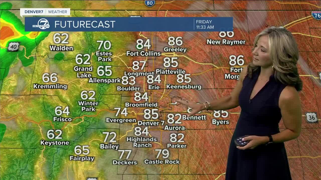 Warm with chance of storms in Denver this afternoon