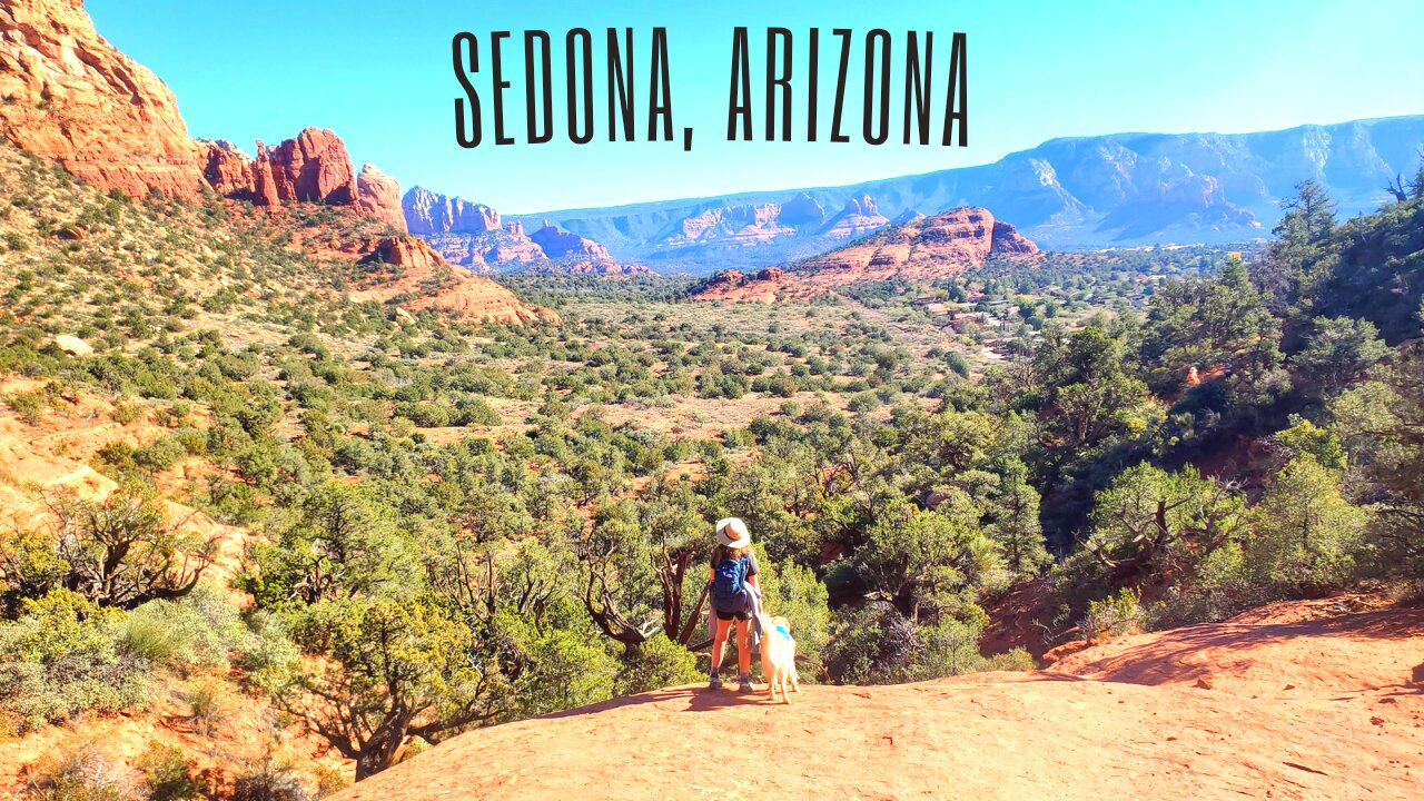 Sedona Arizona, Hiking the Chimney Rock trail or at least trying with our Golden Retriever Hudson